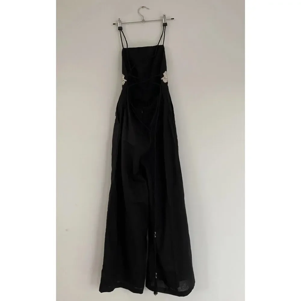Zimmermann Black Jumpsuit with Cream Floral Accents - Picture 6 of 8